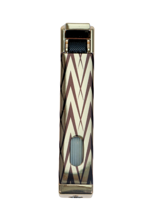 Tek Torch Pürmüz Gold-Siyah Desenli Metal Puro Çakmağı