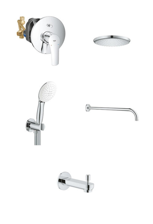 Eurosmart Gagalı Ankastre Banyo Seti (25cm Tepe duşlu) 33305003SET4