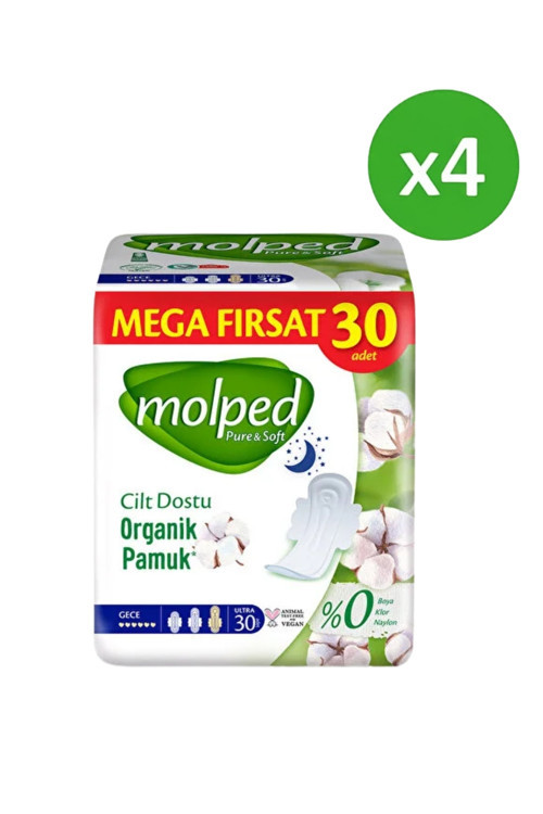 Pure Soft Mega Hijyenik Ped Gece Ultra 30 lu x 4 Adet