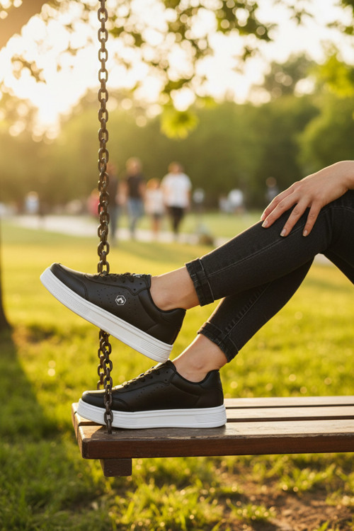 Kadın Spor Ayakkabı Amblem Detaylı Ve Ortopedik Düz Tabanlı Casual Sneaker