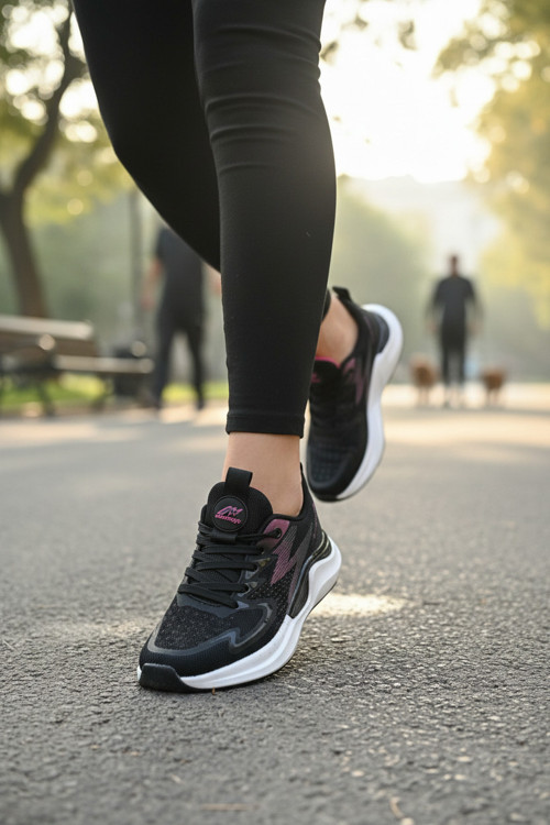 Kadın Spor Ayakkabı Desenli Nefes Alabilir File Sneaker Taban Koşu Yürüyüş Ayakkabısı