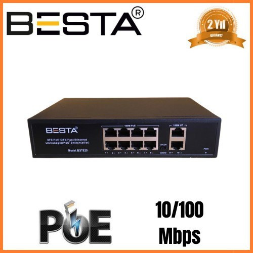 Büro Ev Ofis Cihazları için 10PORT 10/100/1000Mbps Gb Poe Switch