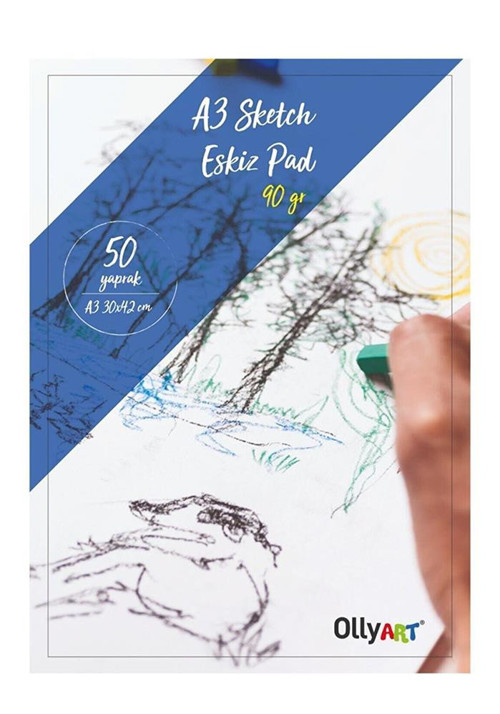 Eskiz Defteri A-3 Dokulu Kağıt Kara Kalem Çalışma Defteri 50 Yaprak 90 gr 29.7x42 cm 1 Paket