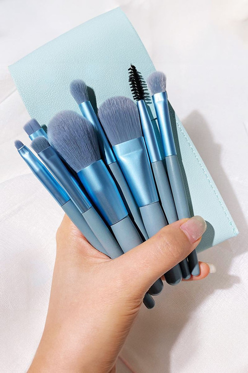 8 Parça Deri Makyaj Fırçası Seti Fondöten Far Pudra Eyeliner Fırça Set cin828mv