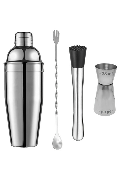 Çelik 700 Ml Shaker Kokteyl Kaşığı Ve Bar Tokmağı Kokteyl Bardağı Seti Cin589
