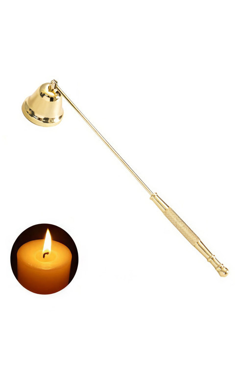 Hareketli Baş Çelik Gold 22 cm Dekoratif Çan Dizayn Saplı Mum Söndürücü cin818sr