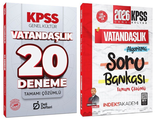 İndeks + Deli Defteri 2026 Kpss Vatandaşlık Soru Bankası + 20 Deneme 2 Li Set - Emrah Vahap Özkaraca İndeks Akademi + De