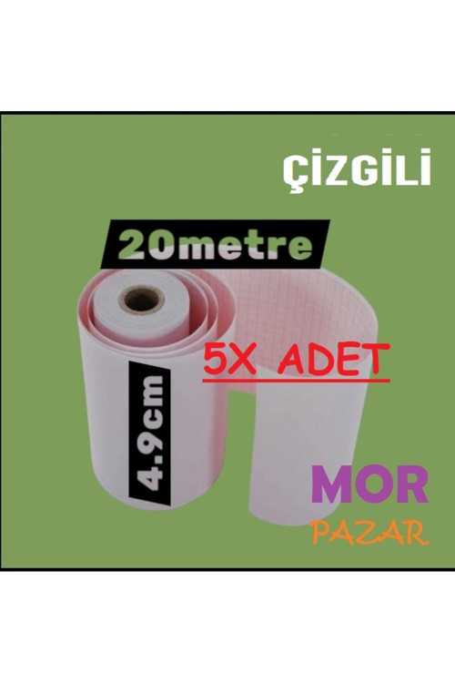 4,9 CM X 20 M EKG KAGIDI 20 METRE 5 RULO ÇİZGİLİ