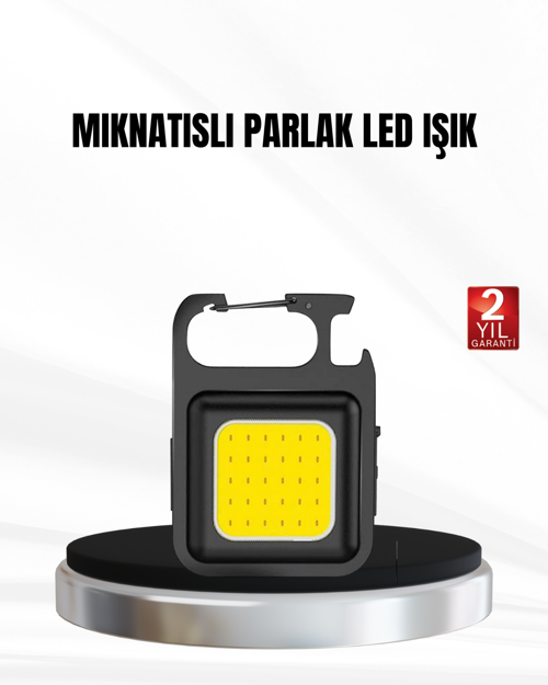 popüler Şarjlı COB LED Anahtarlık Fener – 4 Modlu, Manyetik ve Katlanabilir Standlı 2026