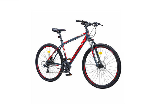 Trivor 2.1 28 jant 18'' Hidrolşk Disk Frenli Şehir Bisikleti Koyu Gri - Kırmızı Beyaz