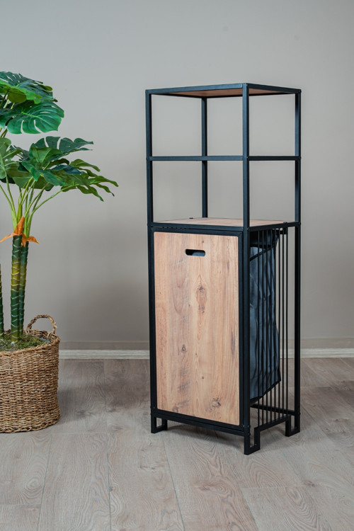 Kirli Sepetli Banyo Dolabı 3 Raflı Metal Düzenleyici Modern Çamaşır Sepetli Organizer Raf