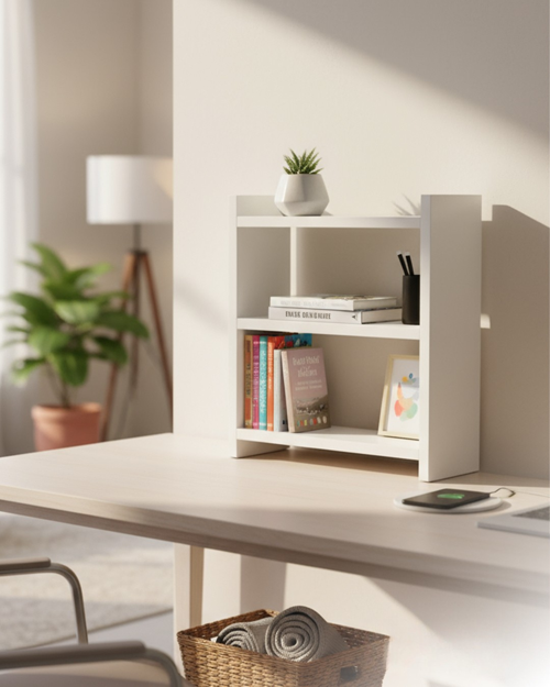 Kermethome Masa Üstü Kitaplık Rafı Ve Çok Amaçlı Mini Raflı Masa Üstü Dolap