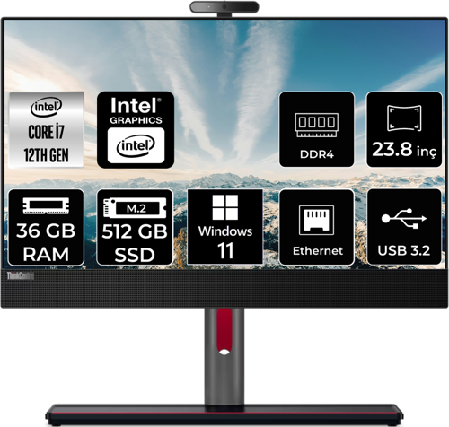 THİNKCENTRE M90A GEN3 i7 12700 36 GB RAM 512 GB SSD 23.8" FHD W11H ALL IN ONE PC 11VF00A0TX