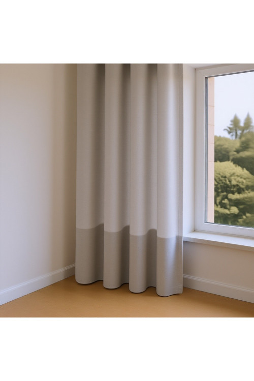 Açık Gri Ada Fon Perde En X Boy Hazır Perde - Kornişli Fonluk Perde