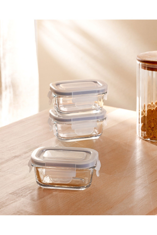 Marle 3'lü Dikdörtgen Mini Saklama Kabı - 120ML