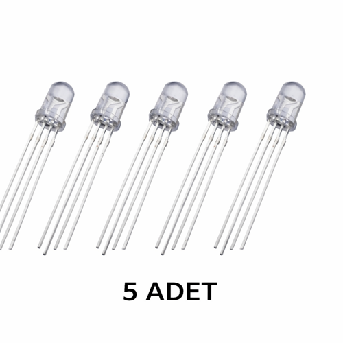 5 Adet 4 Pin 5mm Multicolor Rgb Led Ortak Anot  Led Diyot Işık La