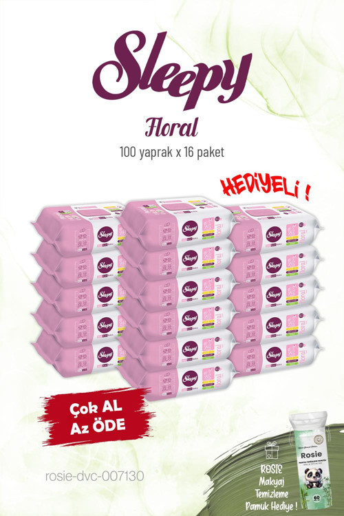 16'lı Floral Kişisel Bakım Havlusu 100'lü ve Rosie