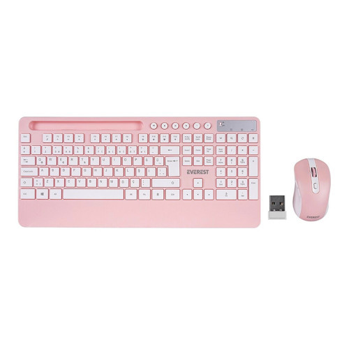 BEYAZ - PEMBE KABLOSUZ KLAVYE - MOUSE SETİ TABLET - TELEFON STANDLI Q KALVYE (5047)