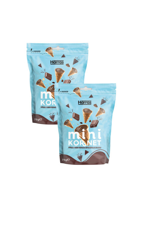Harras Mini Kornet Kakaolu Fındık Kreması ve Sütlü Çikolata Dolgulu 75 Gr. X 2 Adet