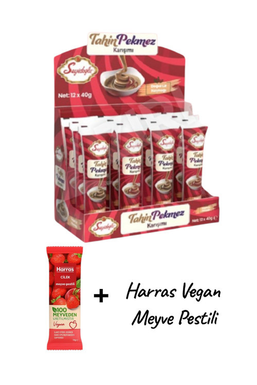 Tahin Pekmez Karışımı Tüplü 40 gr x 12 Adet + Harras Meyve Pestili 14 gr