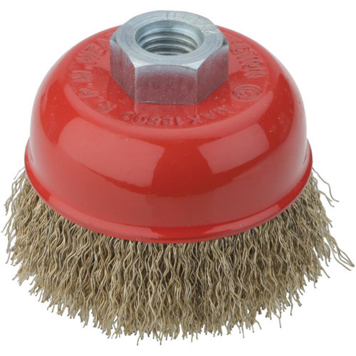 PT02033 Çanak Fırça Sarı Dalgalı Telli M14 Vidalı 100mm