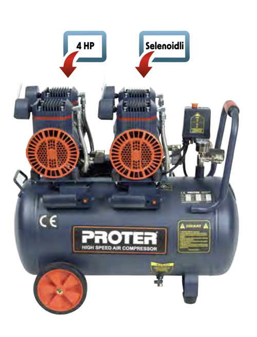PR54HZ Hızlı-Yağsız Hava Kompresörü 50 Lt - 4 Hp