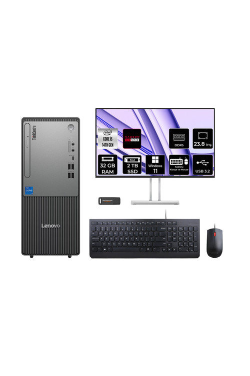 Thinkcentre Neo 50T G5 İ5 14400 32Gb 2Tb Ssd Rx550/4Gb W11H Masaüstü Bilgisayar + 23.8"