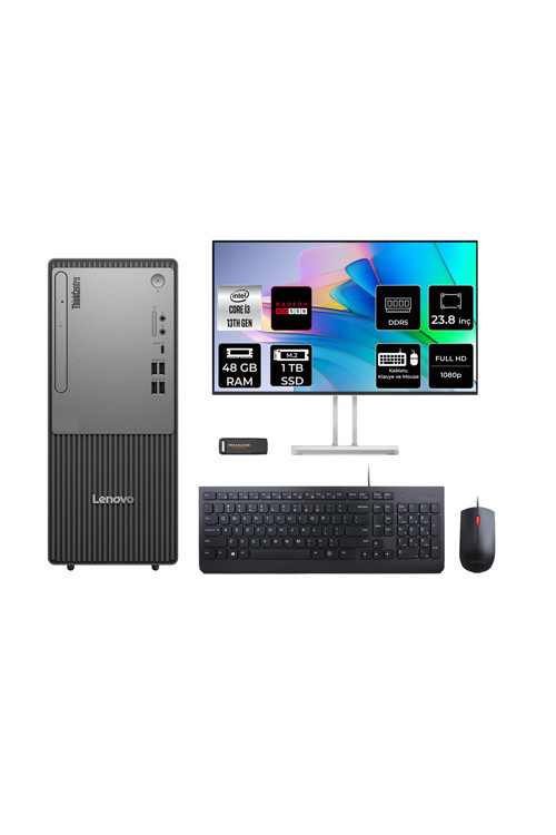 Thinkcentre Neo 50T G5 İ3 13100 48Gb 1Tb Ssd Rx550/4Gb Fdos Masaüstü Bilgisayar + 23.8"
