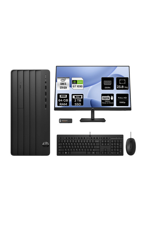 Pro Tower 290 G9 İ5 13500 64Gb 2Tb Ssd Gt1030/4Gb Fdos Masaüstü Bilgisayar + 23.8" Monitör