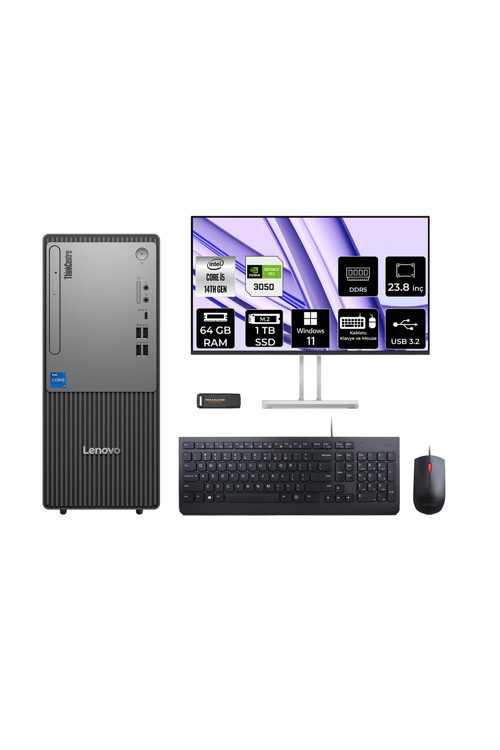 Thinkcentre Neo 50T G5 İ5 14400 64Gb 1Tb Ssd Rtx3050/6Gb W11H Masaüstü Bilgisayar + 23.8"