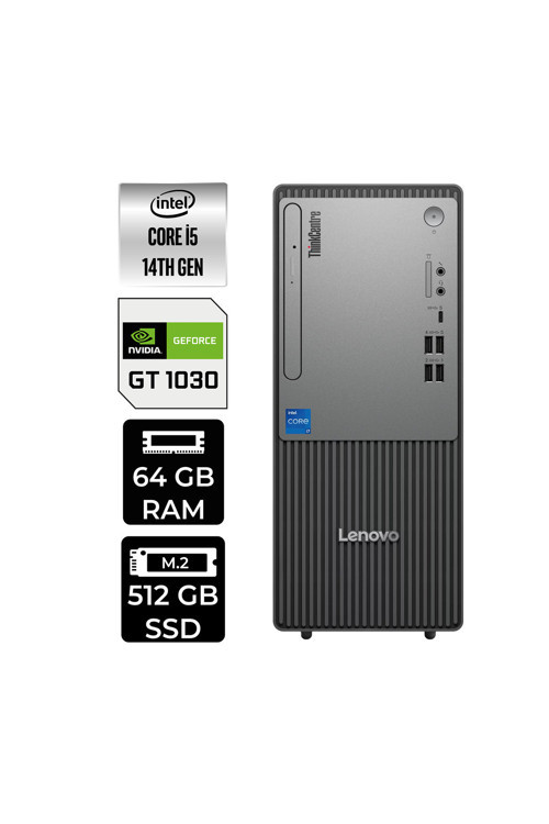 Thinkcentre Neo 50T G5 İ5 14400 64Gb 512Gb Ssd Gt1030/4Gb Fdos Masaüstü Bilgisayar