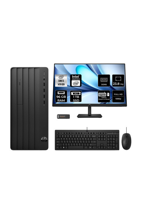 240 Prodesk 2 İ5 14400 96Gb 1Tb Ssd Fdos Masaüstü Bilgisayar + 23.8" Monitör