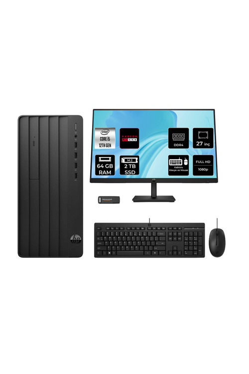 290 G9 İ5 12500 64Gb 2Tb Ssd Rx550/4Gb Fdos Masaüstü Bilgisayar + 27" Monitör