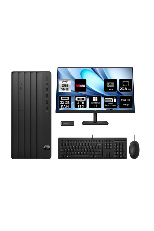 240 Prodesk 2 İ5 14400 32Gb 2Tb Ssd Rx550/4Gb W11H Masaüstü Bilgisayar + 23.8" Monitör