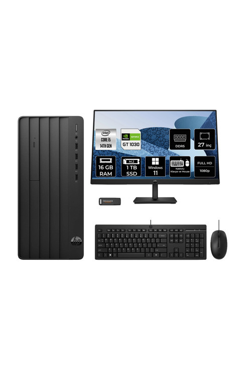 400 Pro G9 İ5 14500 16Gb 1Tb Ssd Gt1030/4Gb W11H Masaüstü Bilgisayar + 27" Monitör