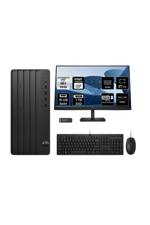 400 Pro G9 İ5 14500 16Gb 1Tb Ssd Fdos Masaüstü Bilgisayar + 27" Monitör