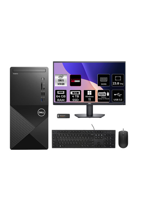 Vostro 3030Mt İ5 14600 64Gb 4Tb Ssd Rx550/4Gb W11H Masaüstü Bilgisayar + 23.8" Monitör