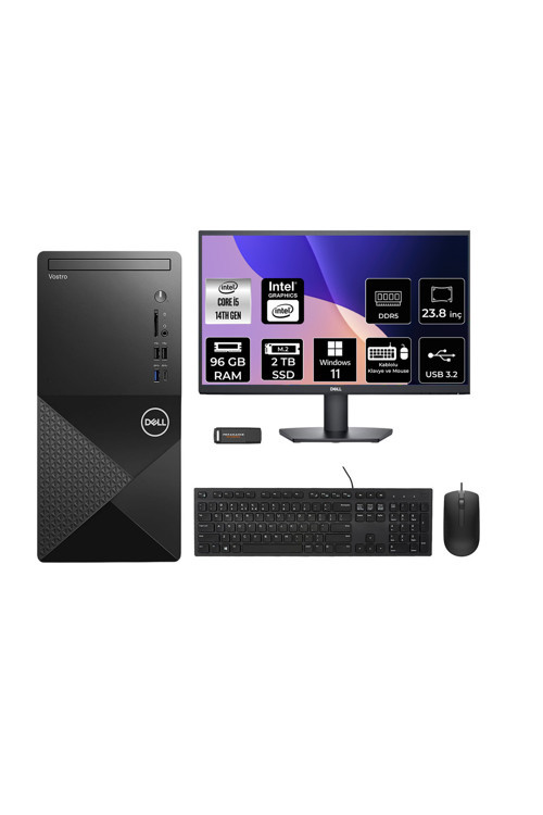 Vostro 3030Mt İ5 14600 96Gb 2Tb Ssd W11P Masaüstü Bilgisayar + 23.8" Monitör