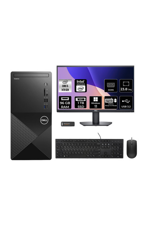 Vostro 3030Mt İ5 14600 96Gb 1Tb Ssd W11P Masaüstü Bilgisayar + 23.8" Monitör
