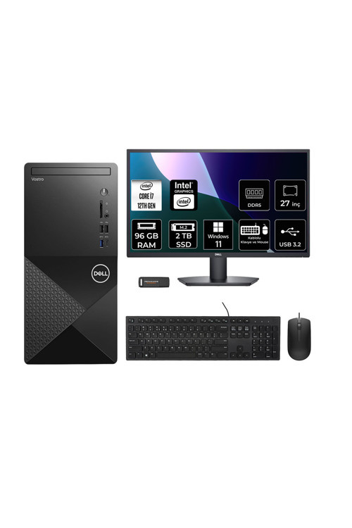 Vostro 3030Mt İ7 12700 96Gb 2Tb Ssd W11H Masaüstü Bilgisayar + 27" Monitör