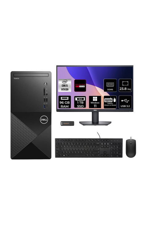 Vostro 3030Mt İ5 14600 96Gb 1Tb Ssd Rx550/4Gb W11H Masaüstü Bilgisayar + 23.8" Monitör