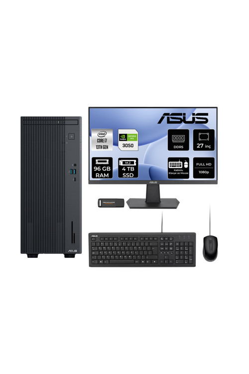 Expertcenter P500 İ7 13620H 96Gb 4Tb Ssd Rtx3050/6Gb Fdos Masaüstü Bilgisayar + 27" Monitör