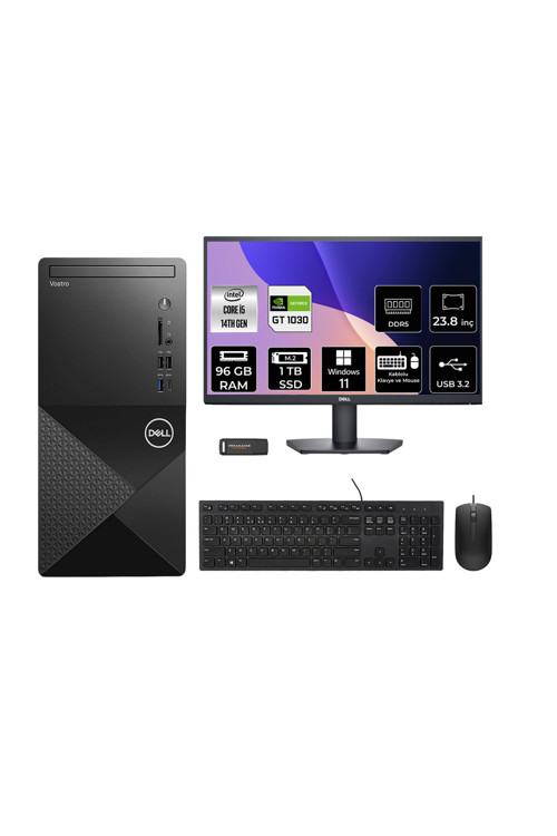 Vostro 3030Mt İ5 14600 96Gb 1Tb Ssd Gt1030/4Gb W11H Masaüstü Bilgisayar + 23.8" Monitör
