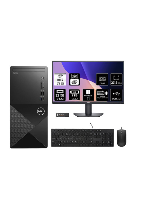 Vostro 3030Mt İ7 12700 32Gb 1Tb Ssd W11H Masaüstü Bilgisayar + 23.8" Monitör