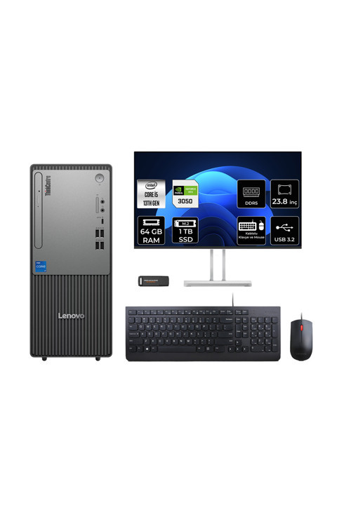 Thinkcentre Neo 50T G5 İ5 13400 64Gb 1Tb Ssd Rtx3050/6Gb Fdos Masaüstü Bilgisayar + 23.8"