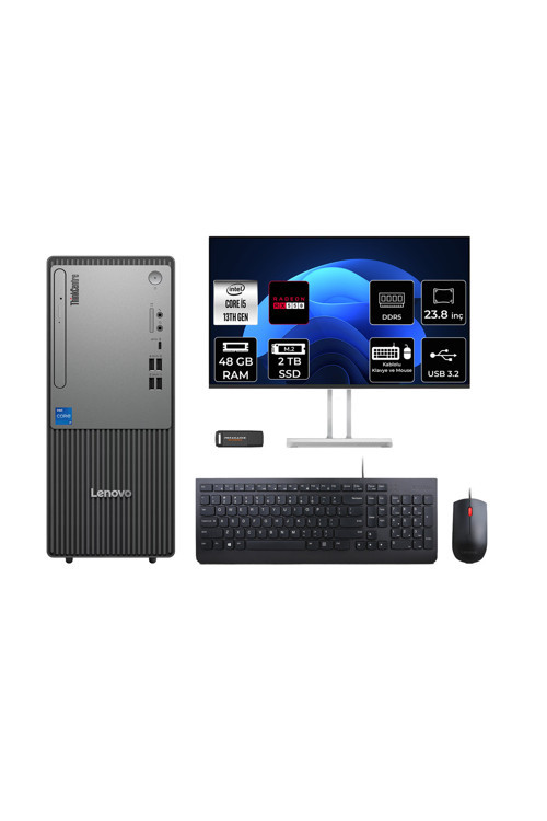 Thinkcentre Neo 50T G5 İ5 13400 48Gb 2Tb Ssd Rx550/4Gb Fdos Masaüstü Bilgisayar + 23.8"