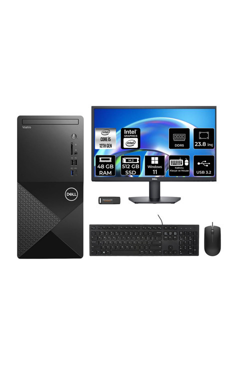 Vostro 3030Mt İ5 12400 48Gb 512Gb Ssd W11P Masaüstü Bilgisayar + 23.8" Monitör