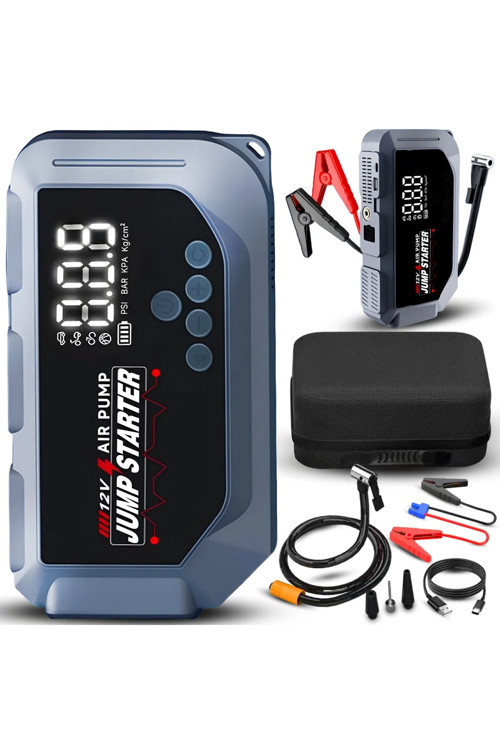 12 volt Taşınabilir Jump Starter Akü Takviye ve Dijital Hava Pompası Acil Yol Yardım Cihazı