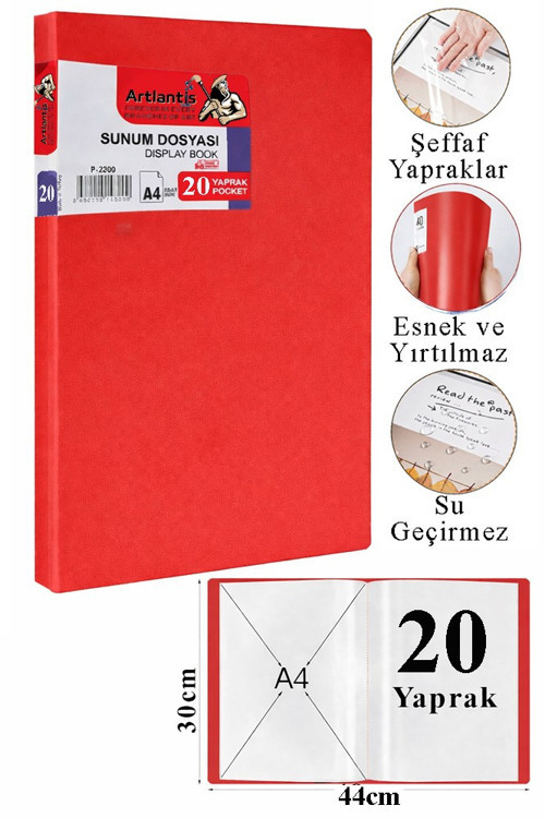 Sunum Dosyası 20 li 1 Paket Poşet Dosyalı Katalog Dosyası 20 Poşetli Kendinden Dosya Plastik Kapaklı
