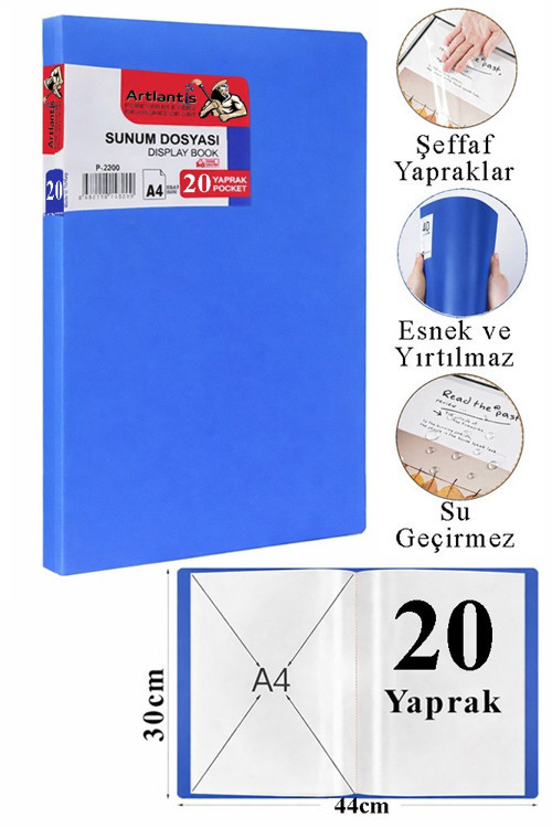 Sunum Dosyası 20 li 1 Paket Poşet Dosyalı Katalog Dosyası 20 Poşetli Kendinden Dosya Plastik Kapaklı